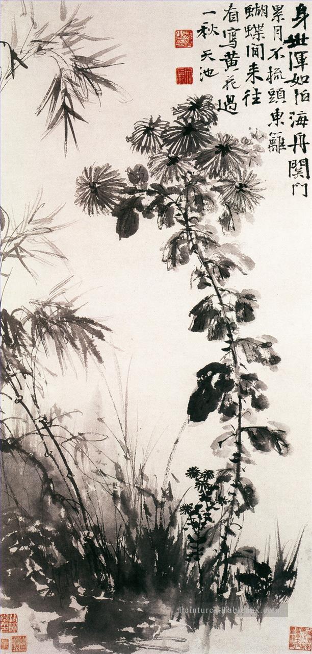 chrysanthèmes et bambous ancienne Chine à l’encre Peintures à l'huile